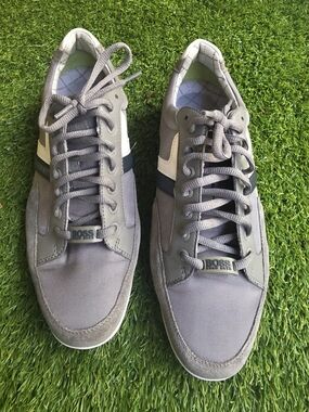 BOSS Men's Gray Lace-Up Sneakers